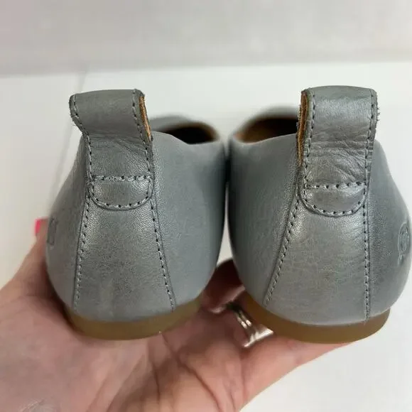 Born Beca Size 8.5 Ballet Flats Gray Leather Comfort Slip On Casual Shoes Dress - Picture 12 of 13